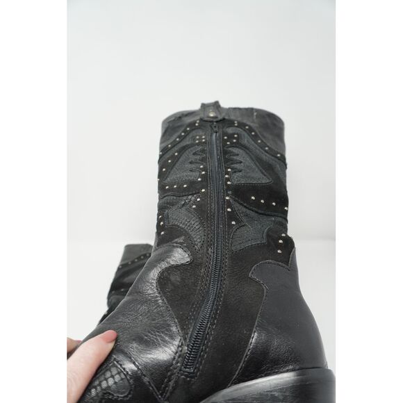 Matisse Vintage Black Studded Suede Leather and Snakeskin Western Boots Size 6.5 - Picture 8 of 9